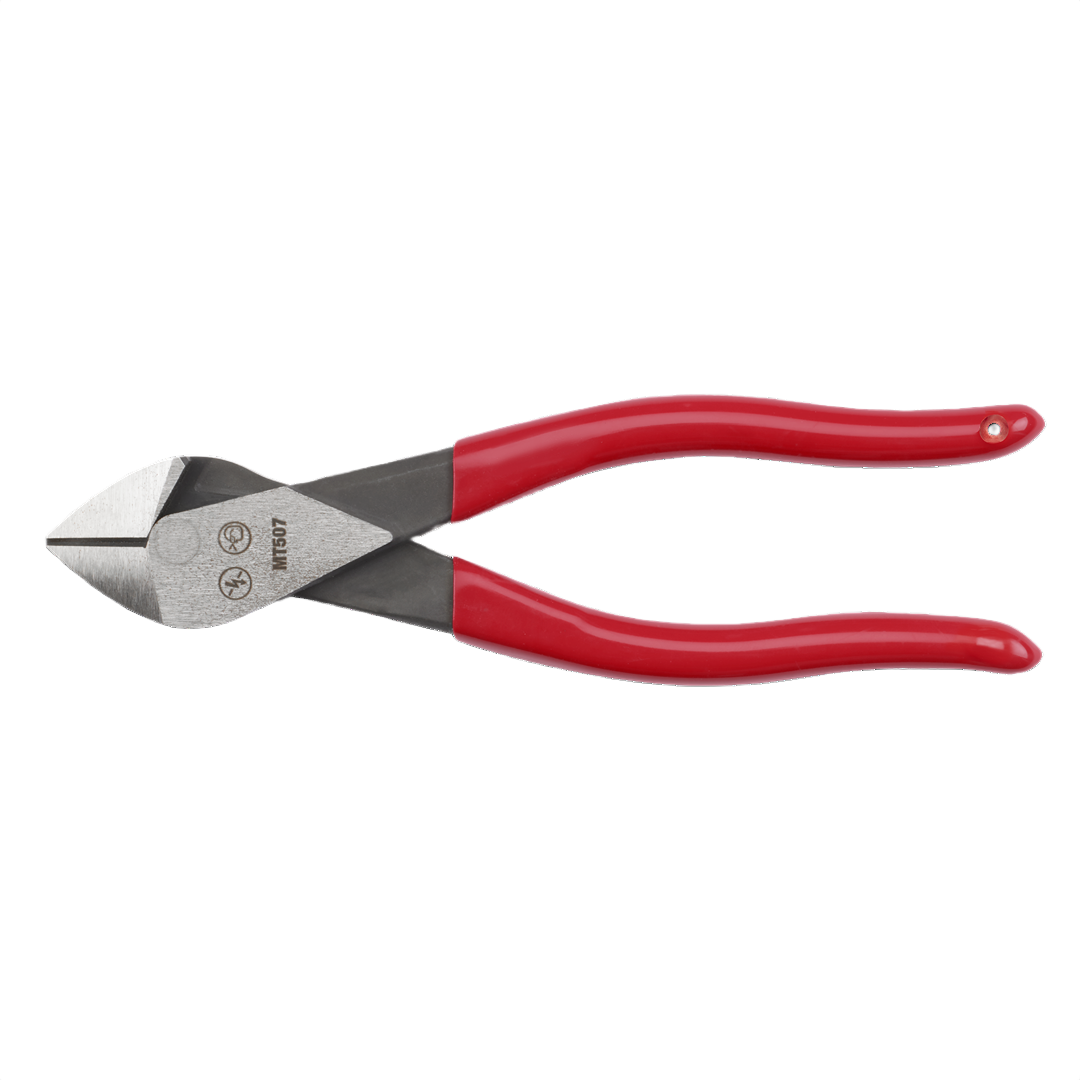 7-inch diagonal cutting pliers with red dipped handles for precision cutting in tools and home improvement tasks