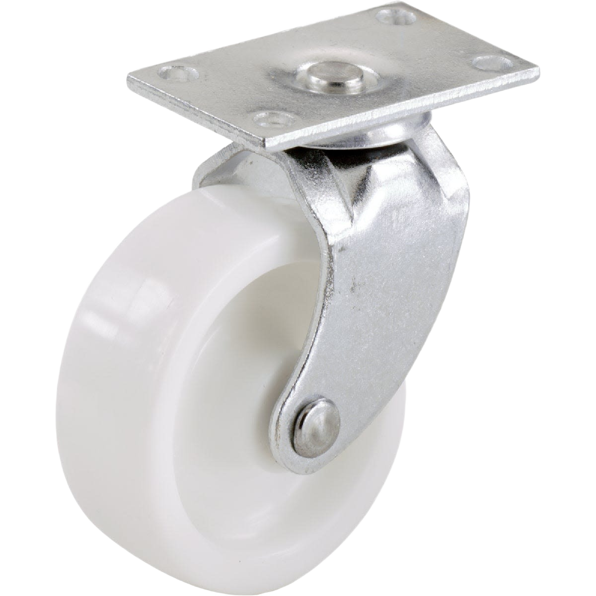 White swivel caster wheel with metal plate for light-duty applications in home improvement and tool projects