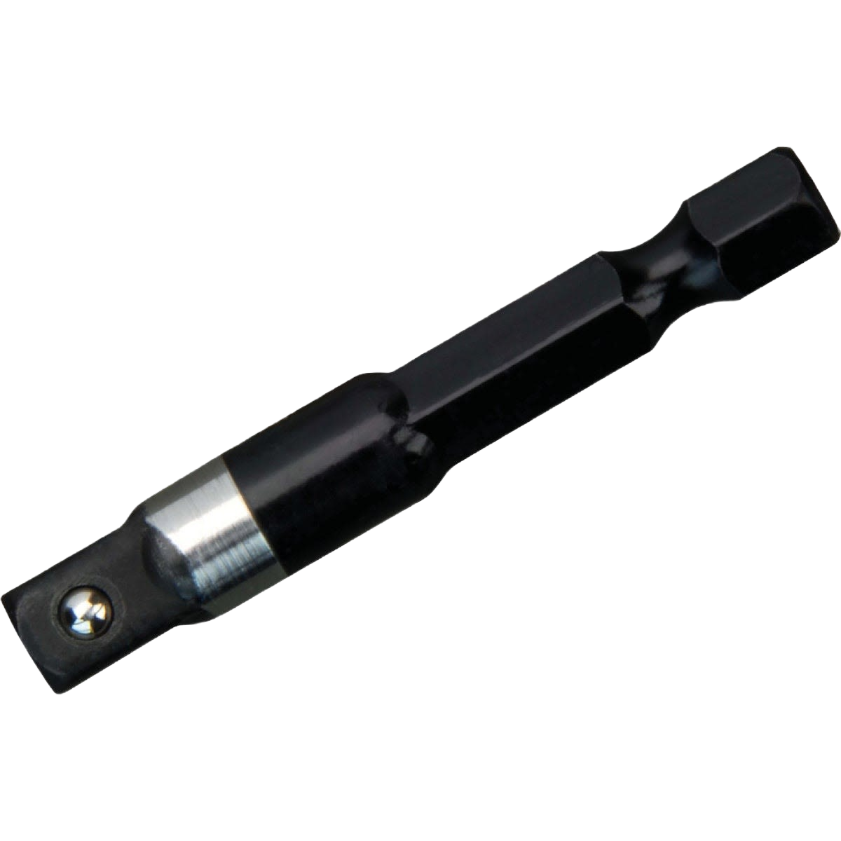 Black impact socket adapter with metal collar for power tool accessories in tool and home improvement collections