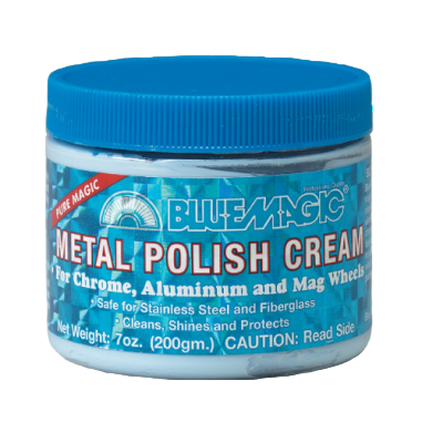 Container of metal polish cream with blue lid for automotive and finishing projects under $50 home improvement tools