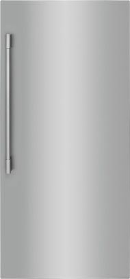 Sleek smudge-proof stainless steel single-door refrigerator with vertical handle in modern kitchen appliance setting