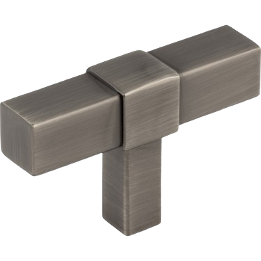 Brushed pewter T-shaped cabinet knob with modern angular design for hardware and furniture accessories under $50 collections