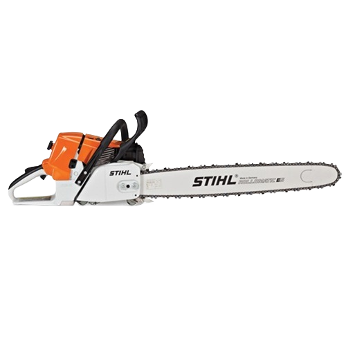 Gas-powered orange and white chainsaw with 28-inch guide bar designed for home improvement tasks