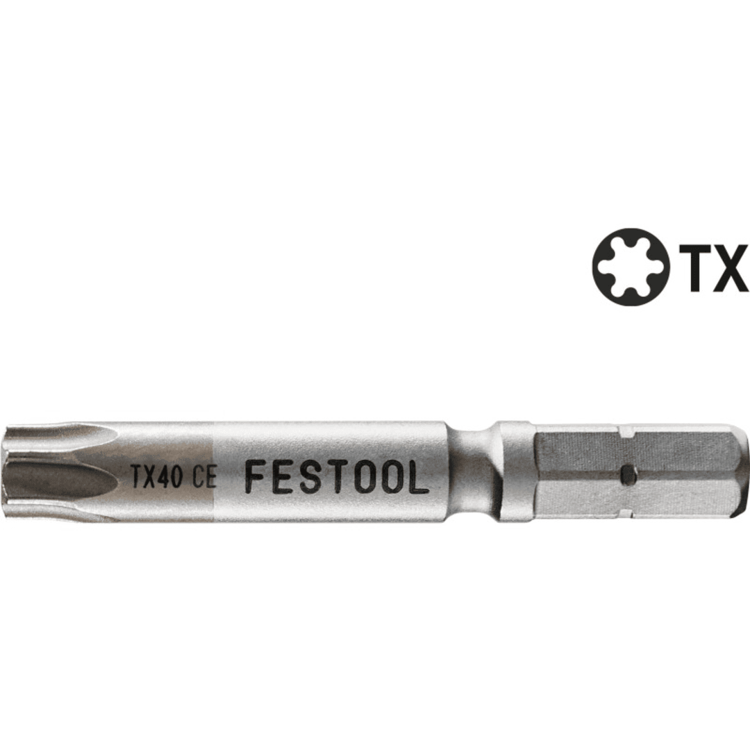 Precision-engineered silver Torx bit with hex shank for power tool attachments in Festool Accessories and Tool Accessories collections