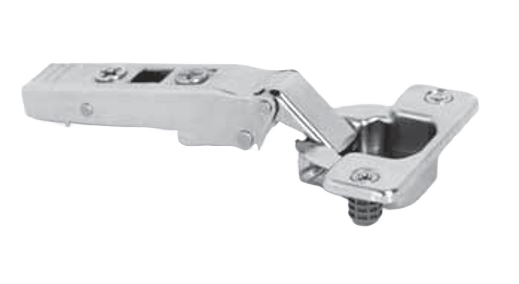 Silver metal cabinet hinge with self-closing feature for furniture hardware and home improvement tools collections