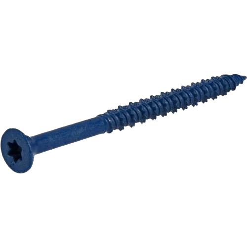 Blue coated split spacer screw with flat head and threaded shaft for hardware and fasteners in home improvement collections