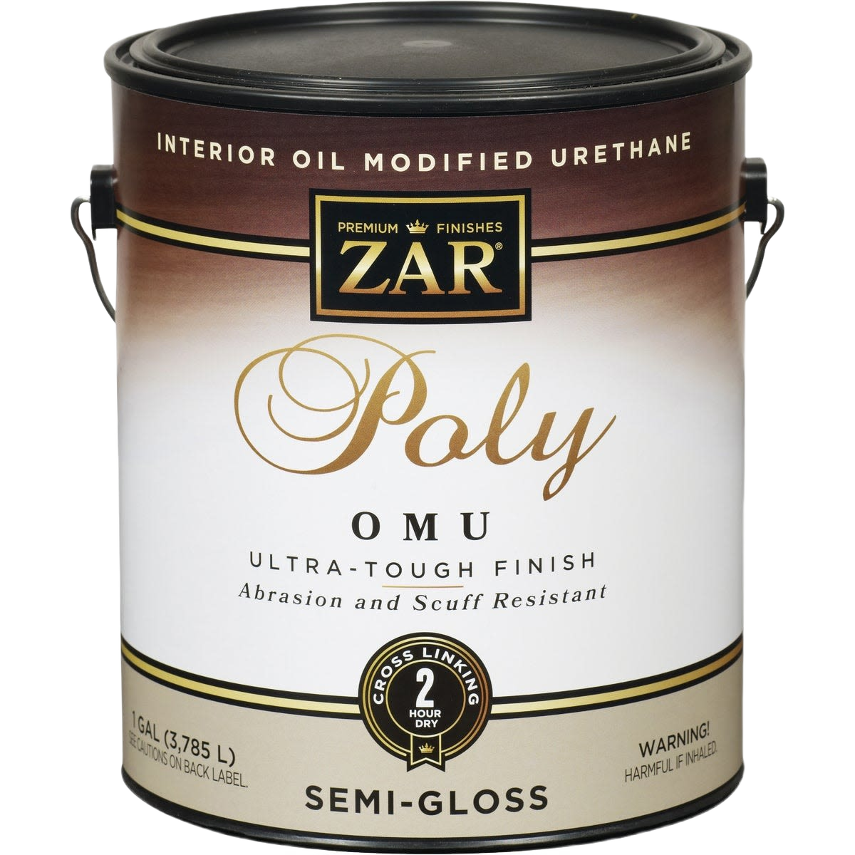 Gallon of interior semi-gloss polyurethane with abrasion-resistant finish for wood in stains and sealers collection