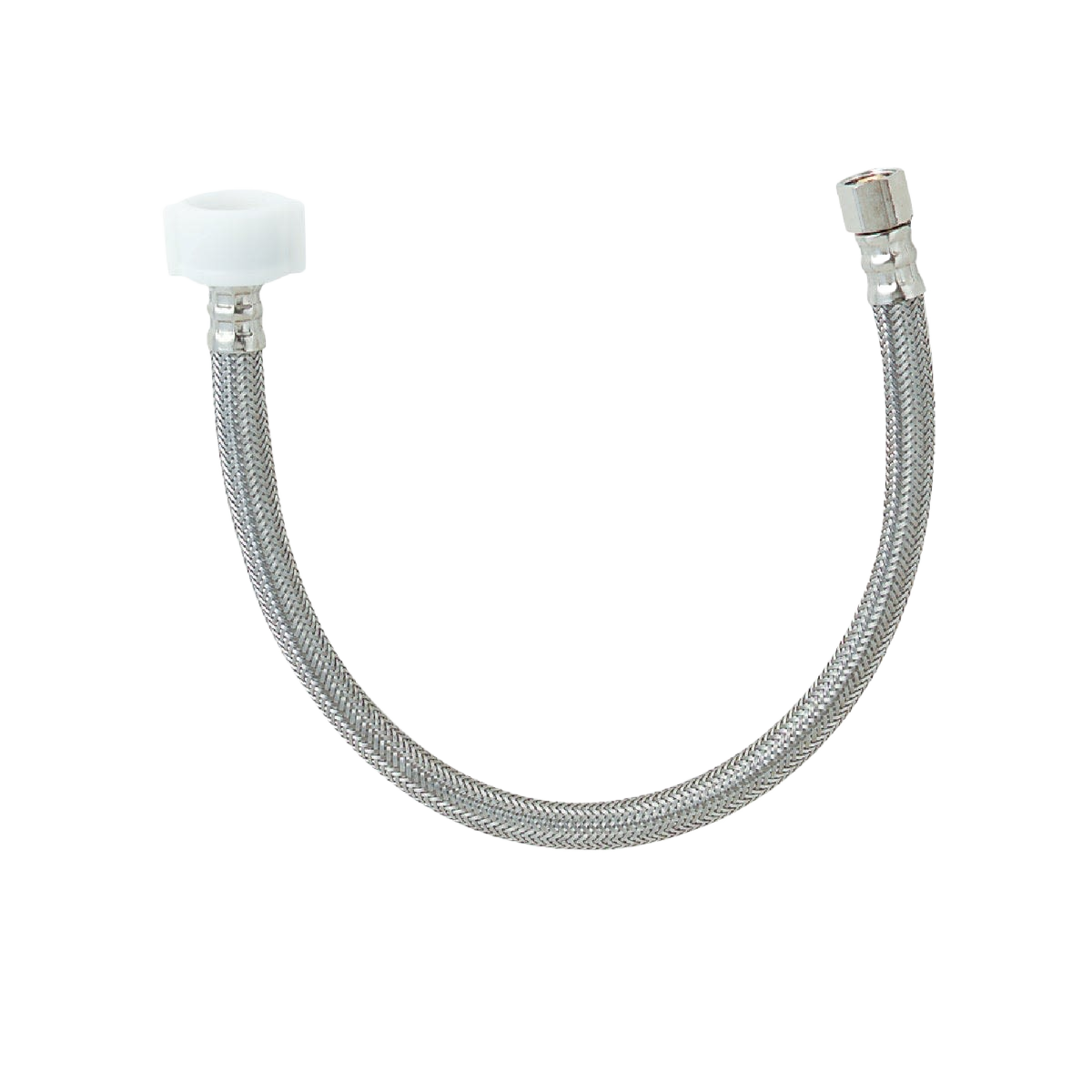 Flexible stainless steel toilet connector hose with 3/8 inch fittings for home improvement plumbing use