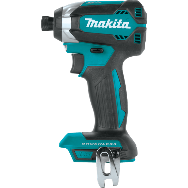 Compact teal and black brushless impact driver with ergonomic grip for tools and home improvement projects