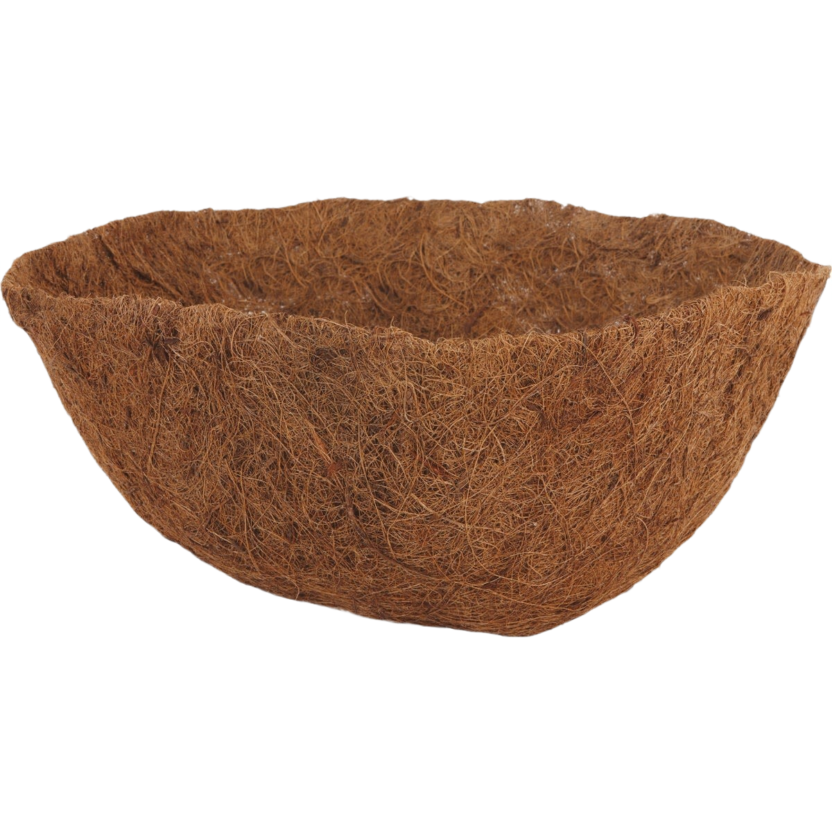 Round coconut fiber plant liner with natural brown texture for garden pots and planters use
