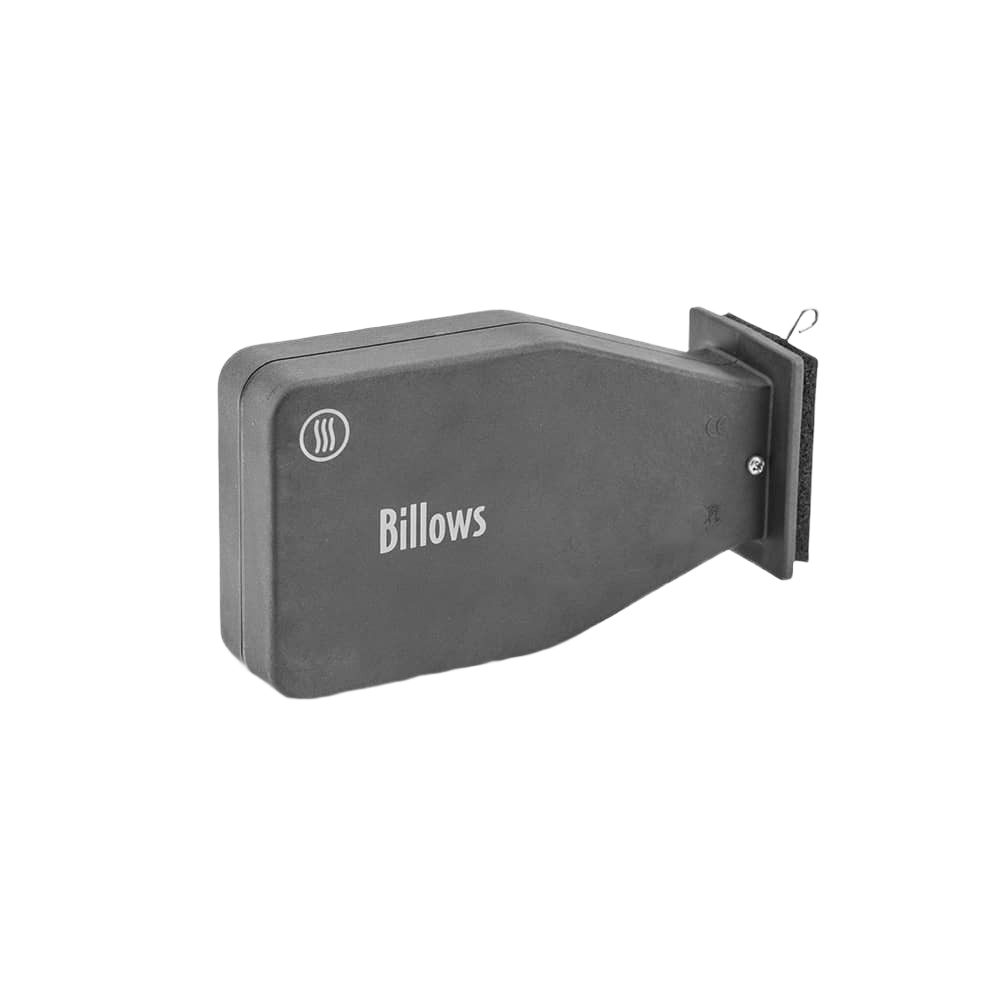 Compact black temperature control fan for BBQ grills with mounting bracket for outdoor and grilling tool use