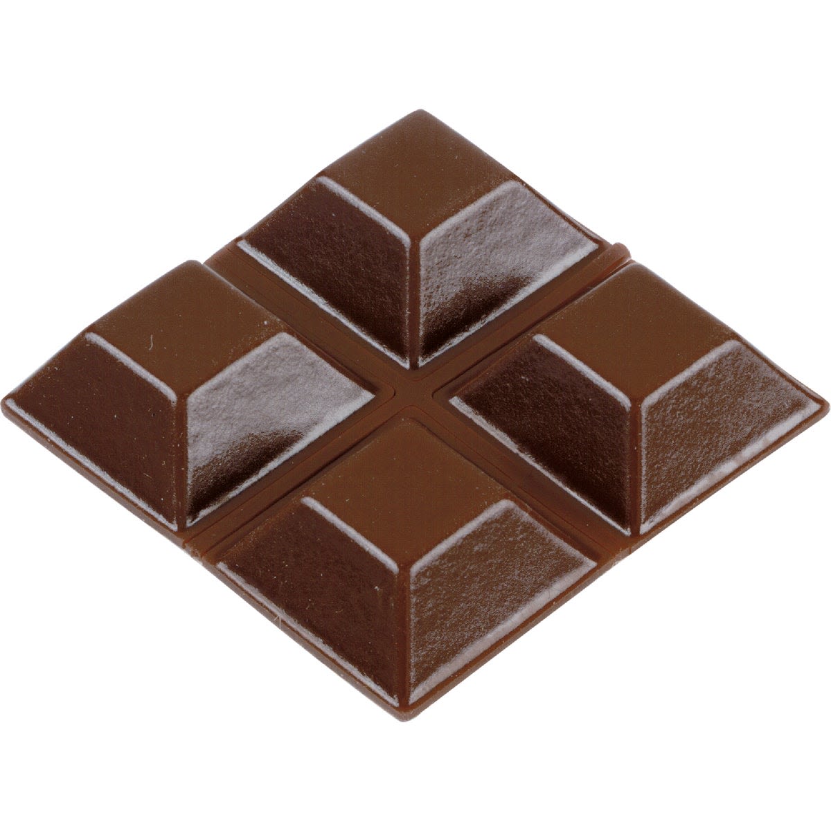 Set of four brown square self-adhesive bumpers with raised centers for protecting surfaces in home improvement tasks