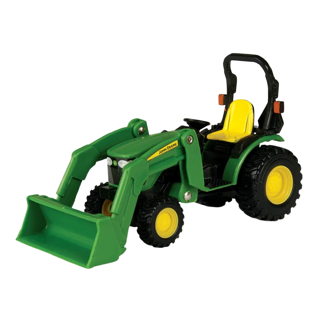 Green and yellow 1:32 scale toy tractor with functional front loader from Vehicles & Remote Controlled Toys collection