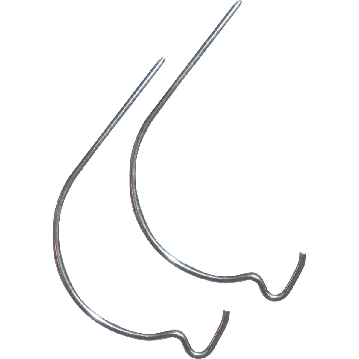 Pair of metal picture hanger hooks designed for drywall and sheetrock in home improvement tools use