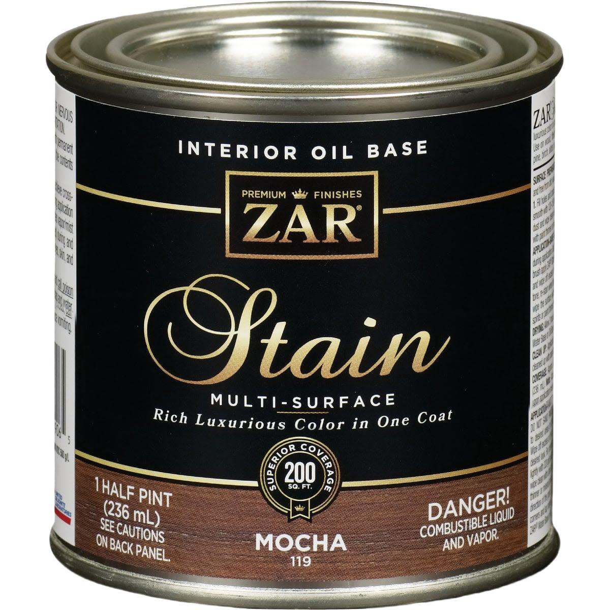 Can of interior oil-based mocha wood stain for multi-surface use in stains and finishes under $50 collection
