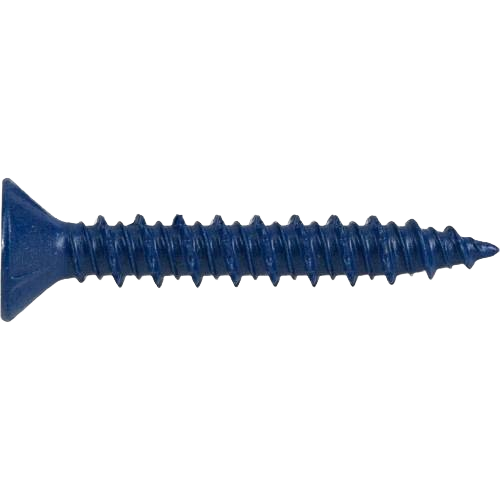 Blue flat-head concrete screw anchor for fasteners and hardware in home improvement and lumber collections
