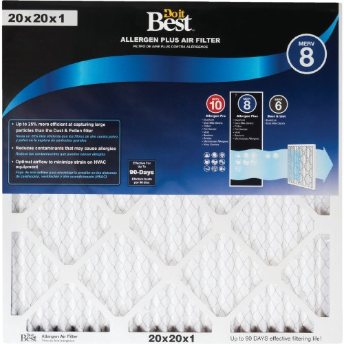 Do it Best MERV 8 Allergen Plus furnace filter for improved air quality in heating and cooling systems collections
