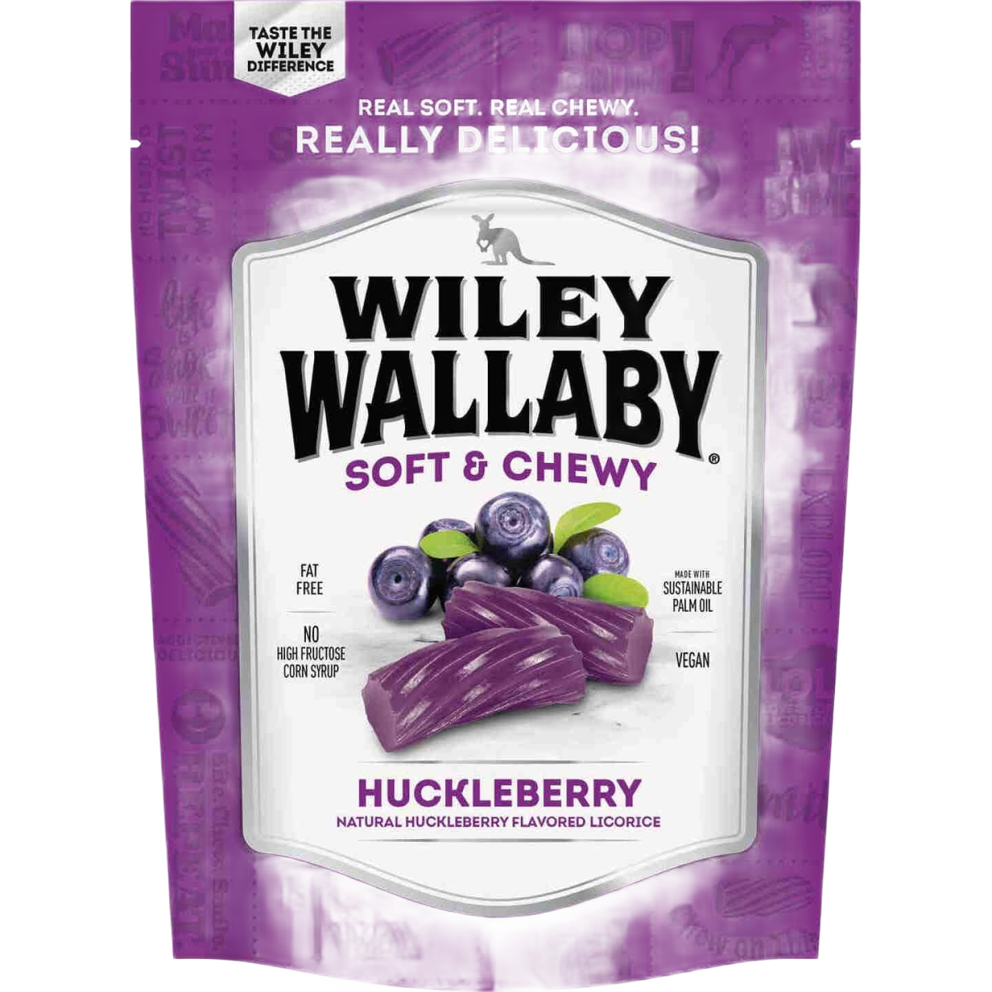 Package of soft and chewy huckleberry licorice candy in food and beverage under 50 collection