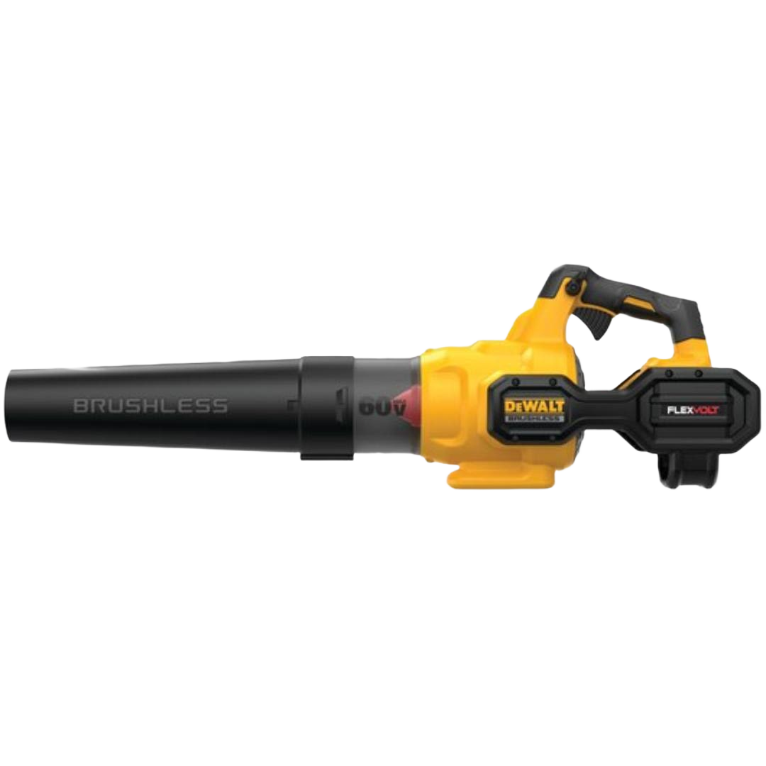 Cordless handheld axial blower with brushless motor and flexible power system for outdoor cleanup and home improvement tasks