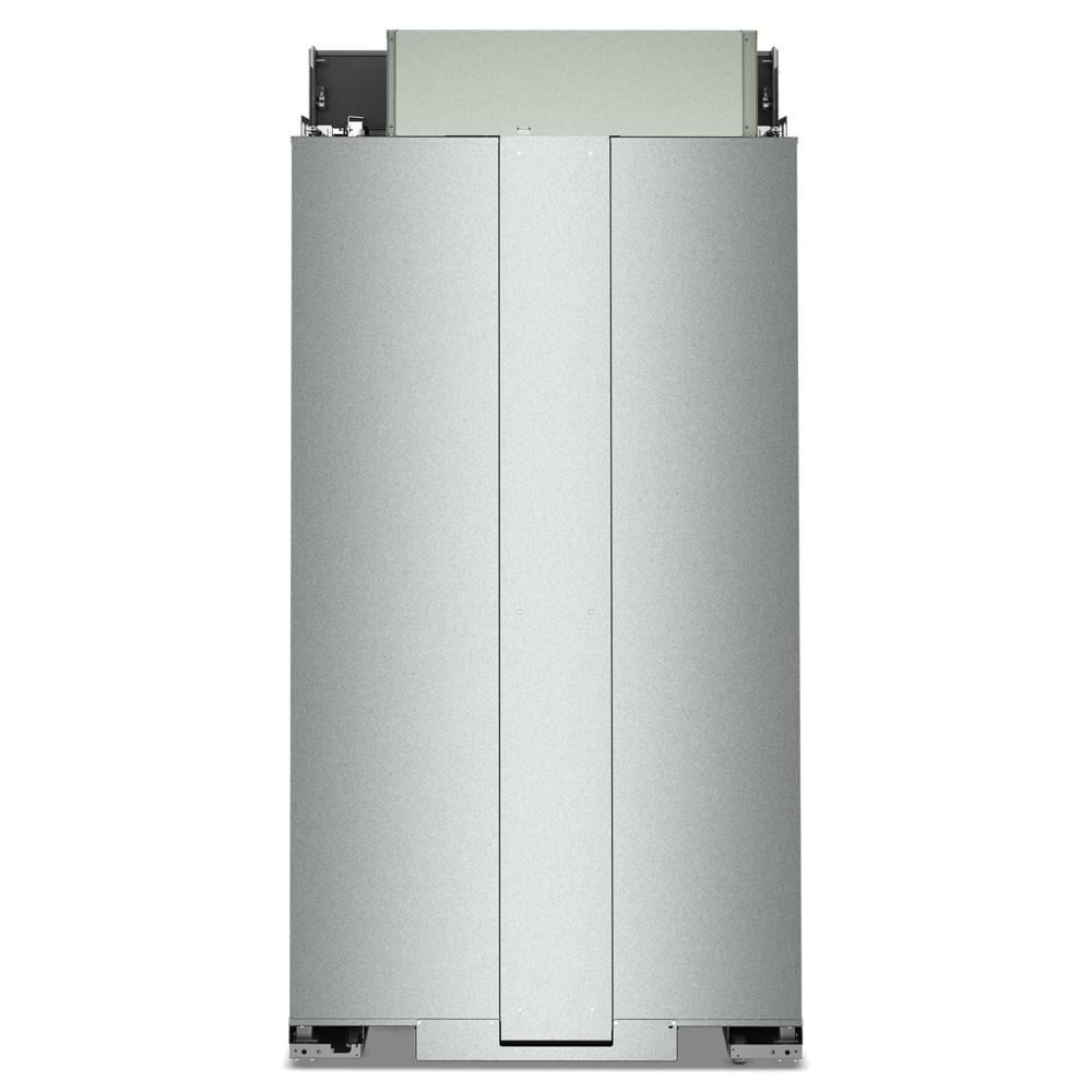 Unfinished built-in side-by-side refrigerator panel in stainless steel for KitchenAid appliance installation
