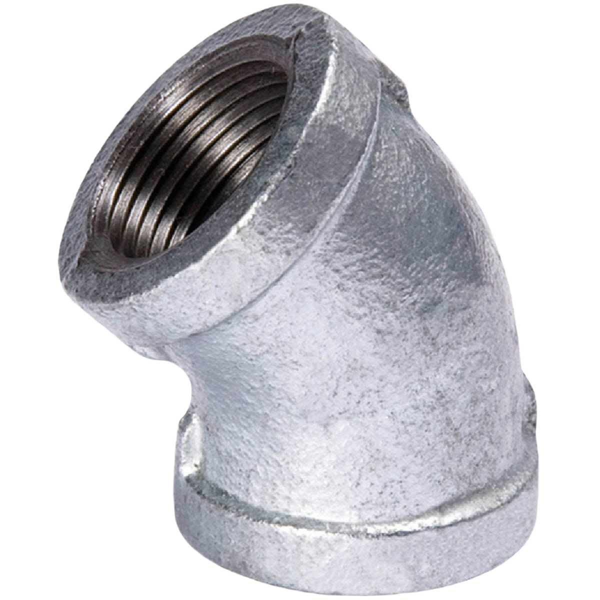 Galvanized iron pipe elbow fitting angled at 45 degrees for plumbing and galvanized pipe connections under $50 collection