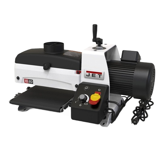 Compact benchtop drum sander in black and white with control panel, part of electric power tools for home improvement.