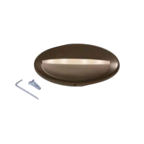 Architectural bronze LED deck riser light with mounting hardware for outdoor deck lighting and home improvement projects