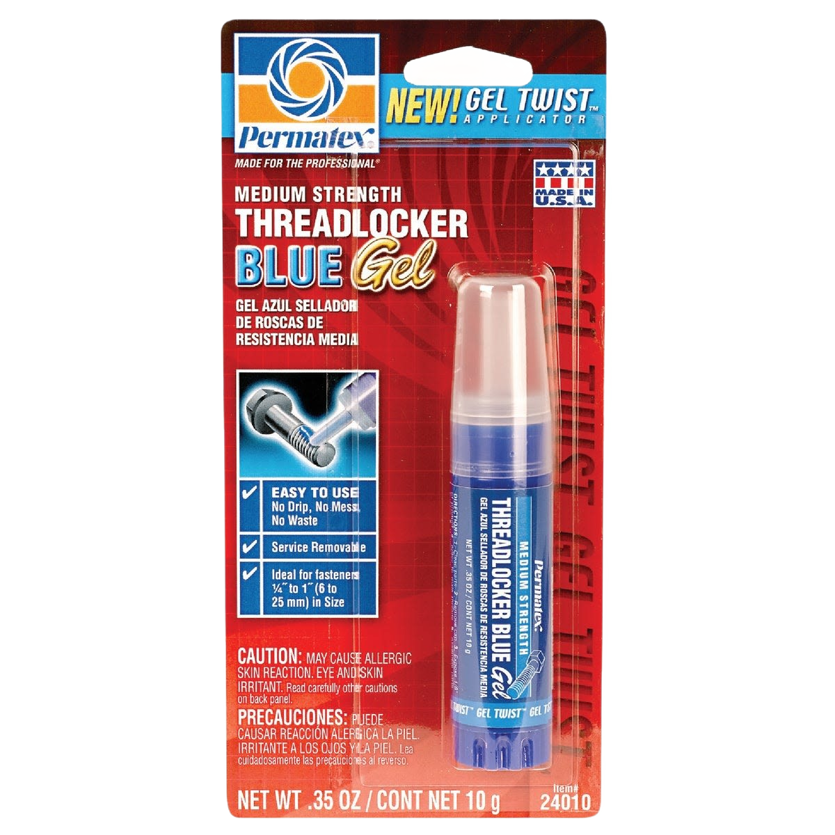 Permatex medium strength blue gel threadlocker in red packaging with applicator for home improvement tools under $50 collection
