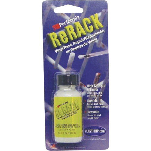 White vinyl coating for repairing dishwasher racks, durable for heat, water pressure, and everyday home improvement use.