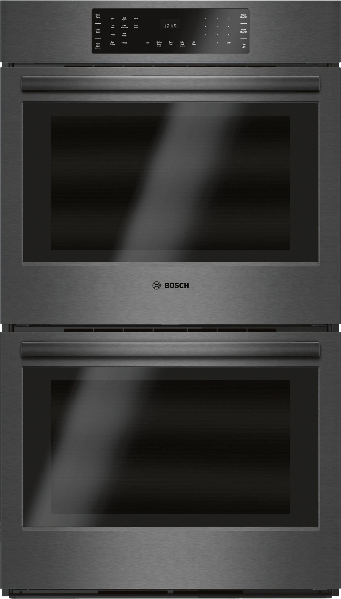 30-inch double wall oven in brushed stainless steel with digital touch controls from Bosch kitchen appliances collection
