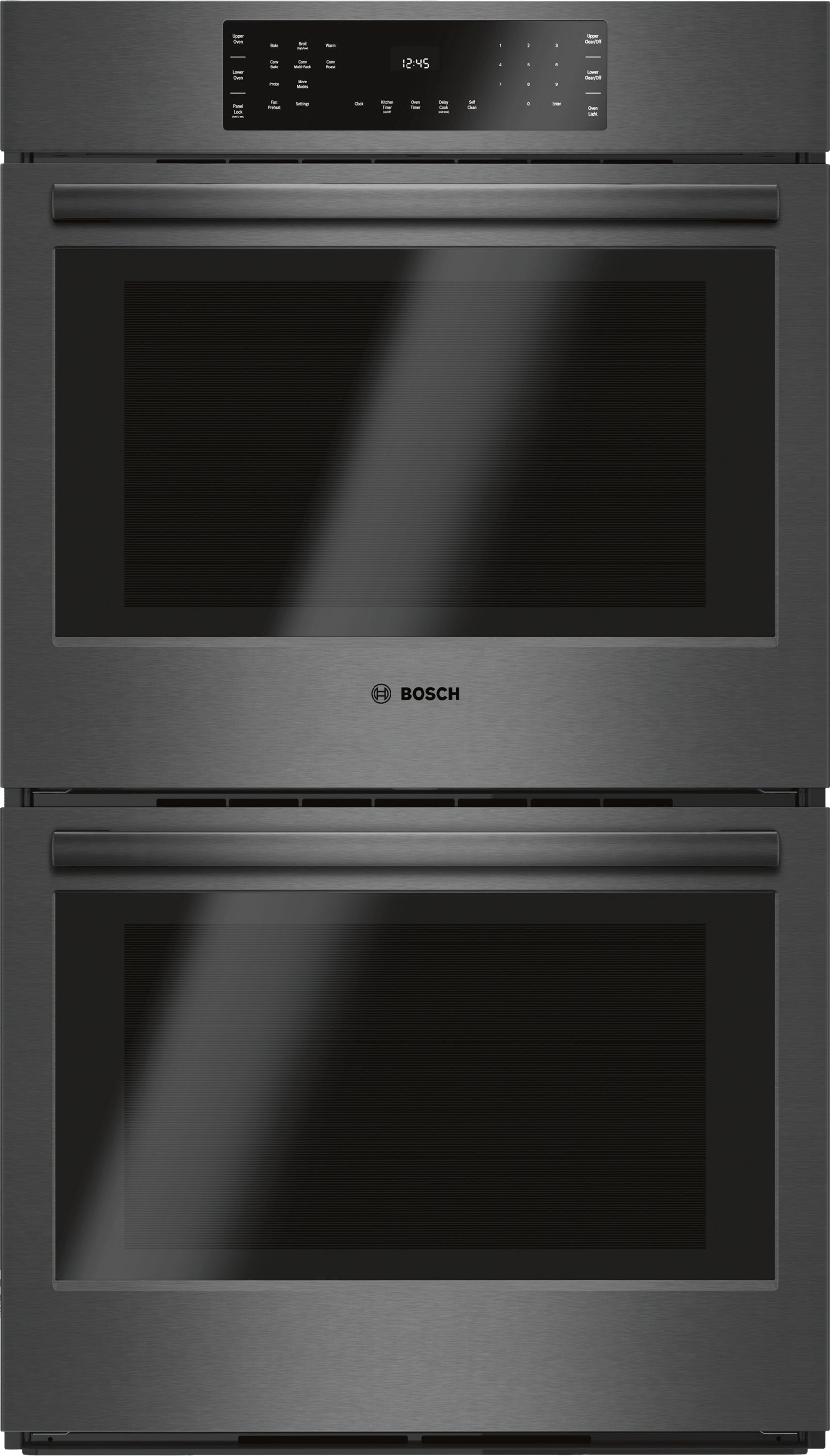 30-inch double wall oven in brushed stainless steel with digital touch controls from Bosch kitchen appliances collection