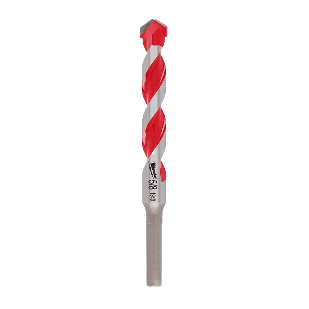 Carbide-tipped hammer drill bit with red spiral flutes for masonry drilling in power tool accessories under $50 collections