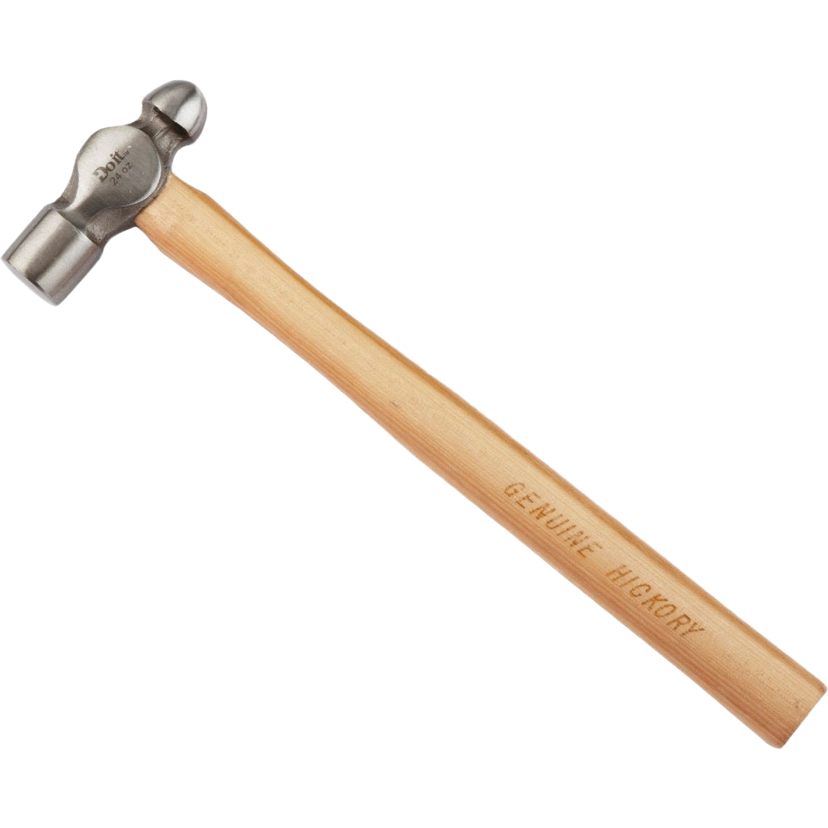 24 oz steel ball peen hammer with smooth metal head and genuine hickory handle for tools and home improvement tasks