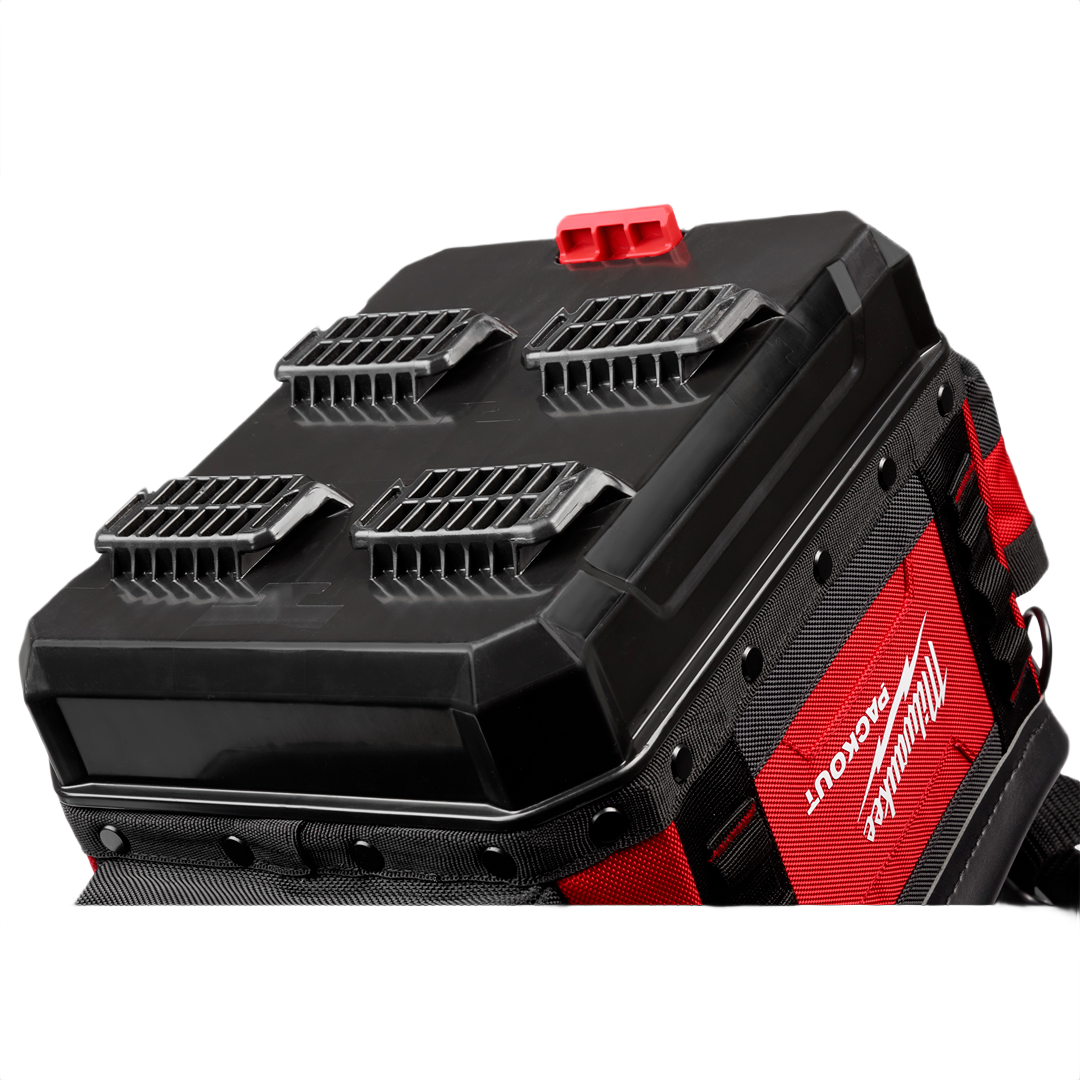 Durable Milwaukee PACKOUT™ 10" Structured Tote with reinforced base and modular attachment system for tool storage and organization