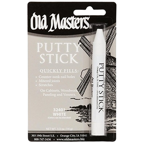 White putty stick for filling nail holes, scratches, and woodwork joints in home improvement projects