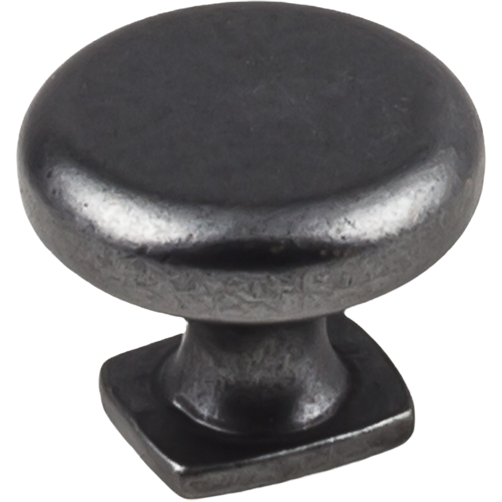 Gun metal finished cabinet knob with smooth rounded top and square base in hardware collection under $50