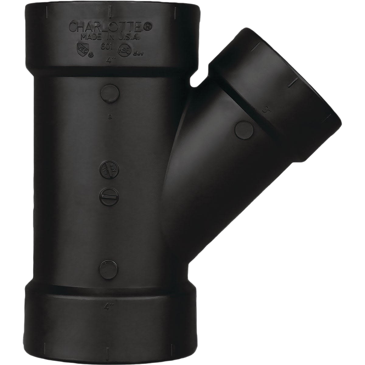 Durable black ABS plumbing wye fitting for drainage in Pipes & Fittings, Plumbing, and Home Improvement collections