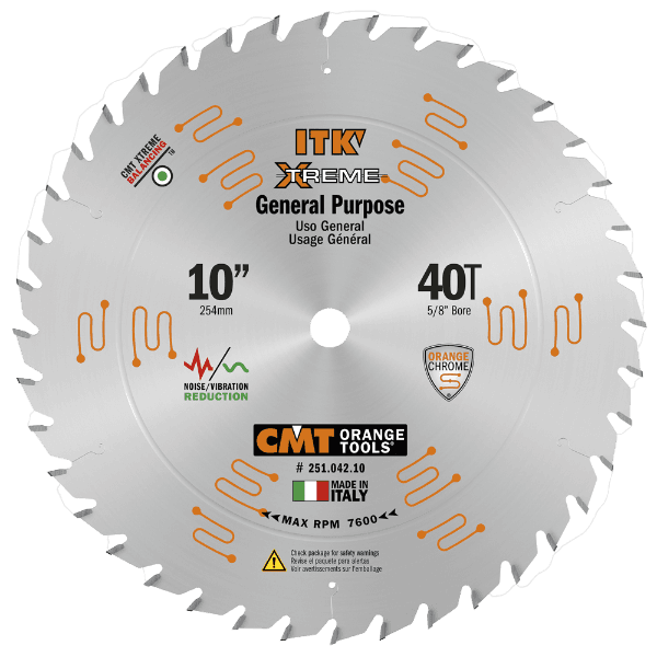 10-inch steel general purpose circular saw blade with 40 teeth and noise reduction for woodworking tools collections