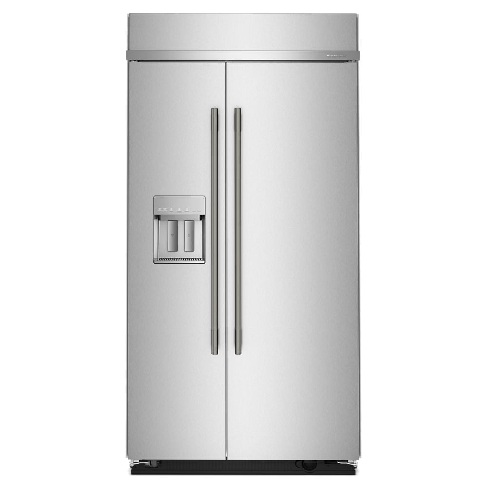 42-inch built-in stainless steel side-by-side refrigerator with exterior water and ice dispenser for kitchen appliances collections