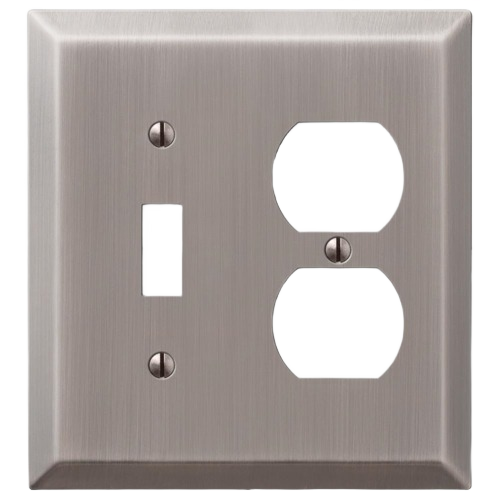 Century antique nickel wallplate with one toggle and one duplex outlet for electrical and home improvement projects under $50