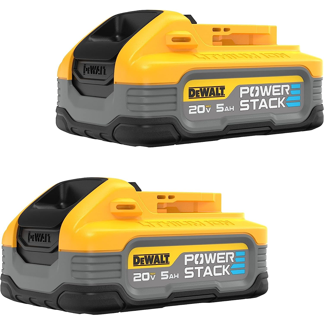 Pair of compact 20V MAX 5Ah rechargeable power tool batteries for efficient home improvement projects