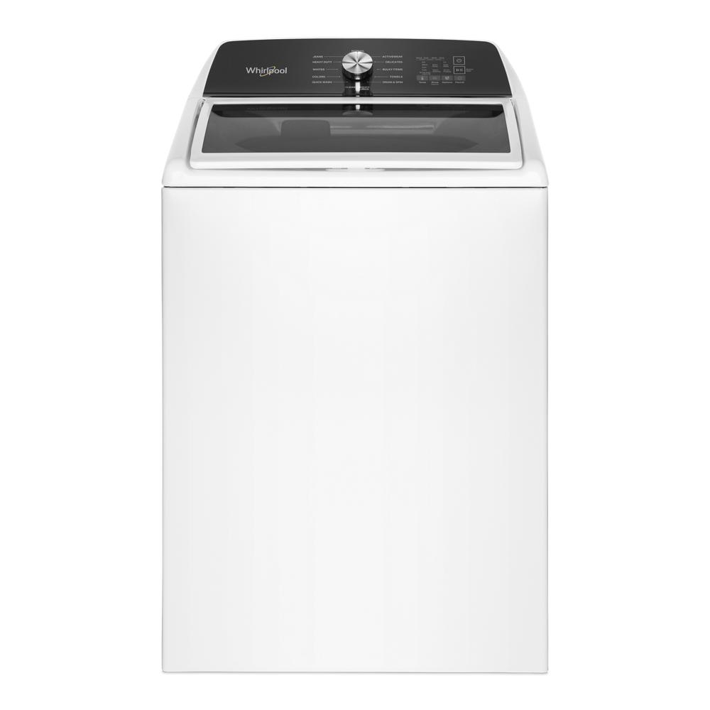 White 4.6 cu. ft. top load impeller washer with digital controls and glass lid for home laundry use