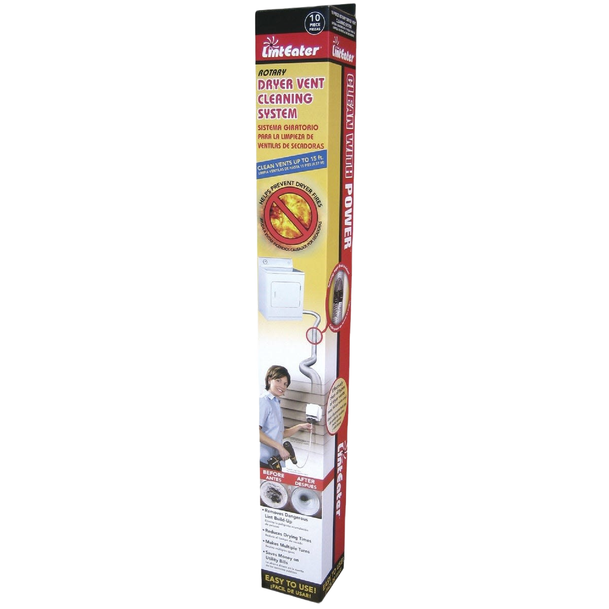 LintEater 10-piece rotary dryer vent cleaning kit for appliance maintenance and fire prevention in home improvement tasks