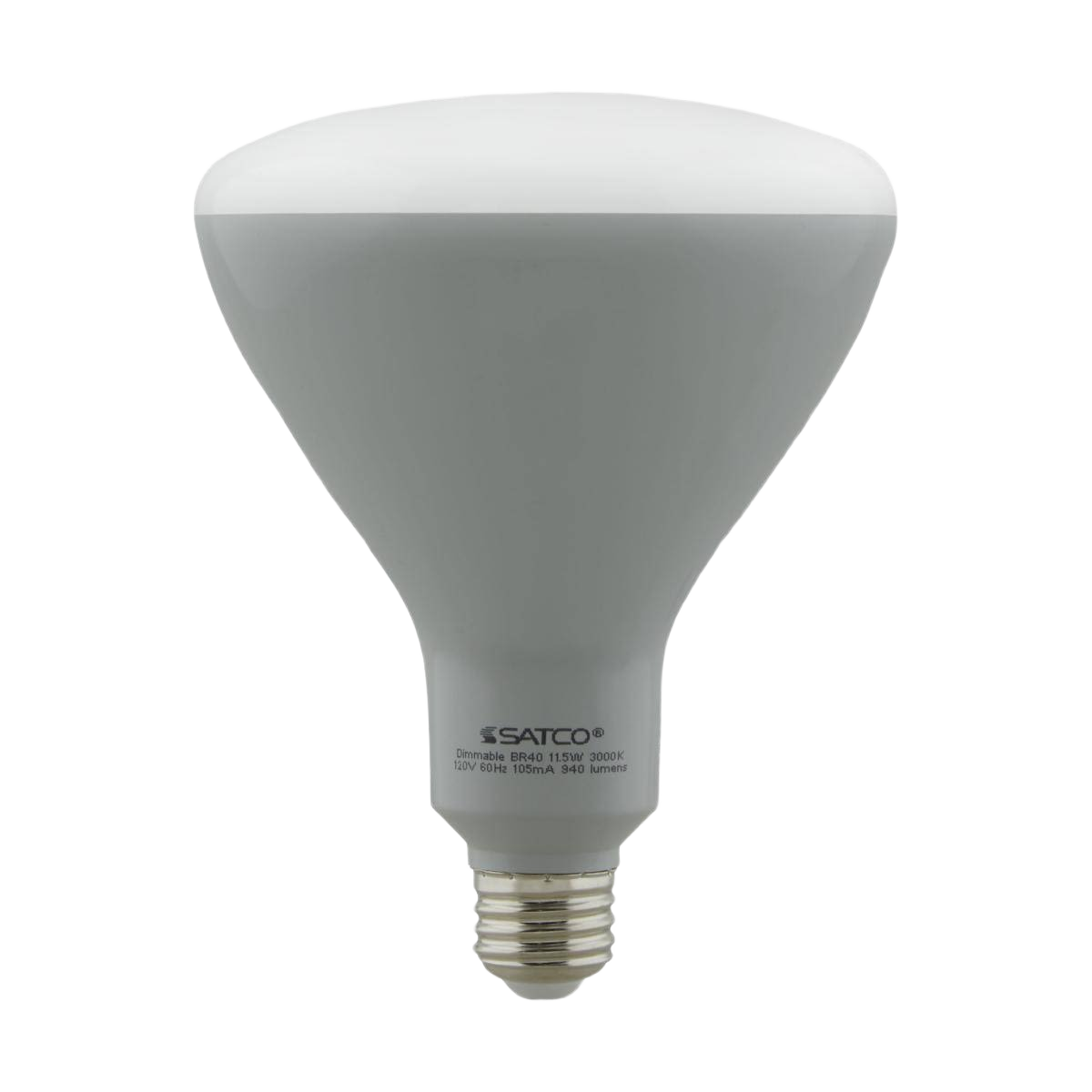 Satco 11.5 watt BR40 LED floodlight bulb emitting soft white light for home improvement and lighting collections