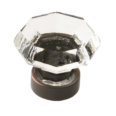 Clear glass cabinet knob with oil-rubbed bronze base, part of Hardware and Furniture Accessories collection under $50