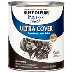 Can of Rust-Oleum specialty satin espresso paint for indoor and outdoor home improvement projects under $50