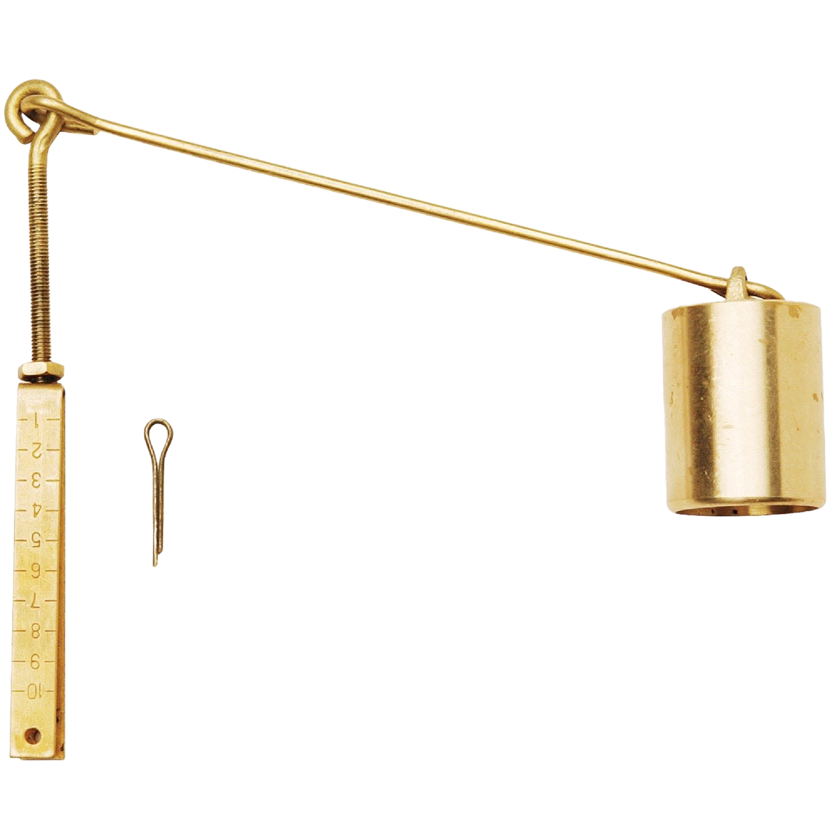 Brass bath drain linkage plunger with adjustable eye wire and secure clip for plumbing and bathtub repair parts