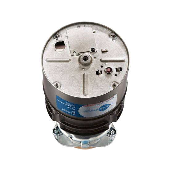 Compact silver motor unit for garbage disposals, suitable for plumbing and home improvement appliance repairs