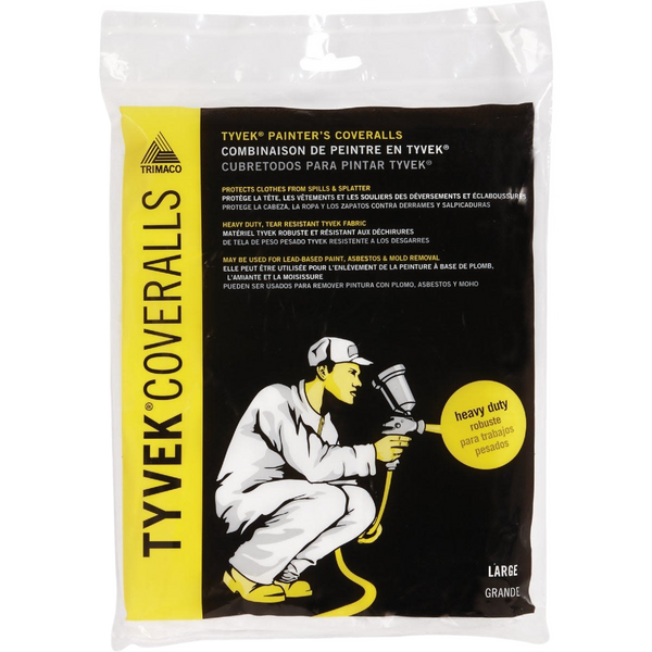 Trimaco White Tyvek Painter's Coveralls – Large, Reusable Protection ...