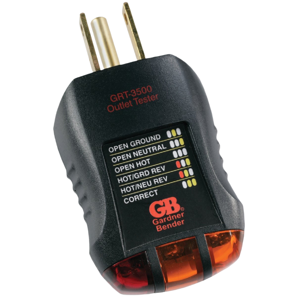 Compact black plug-in circuit tester with labeled LED indicators for electrical outlet wiring diagnostics in home improvement tasks